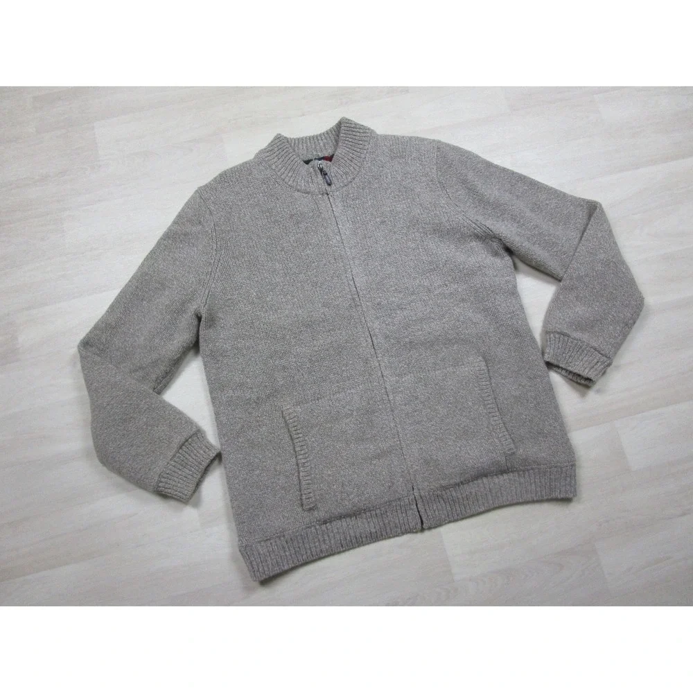 L.L.Bean Classic Ragg Lambswool Cardigan Sweater Men's (XXL) Flannel Lined Zip